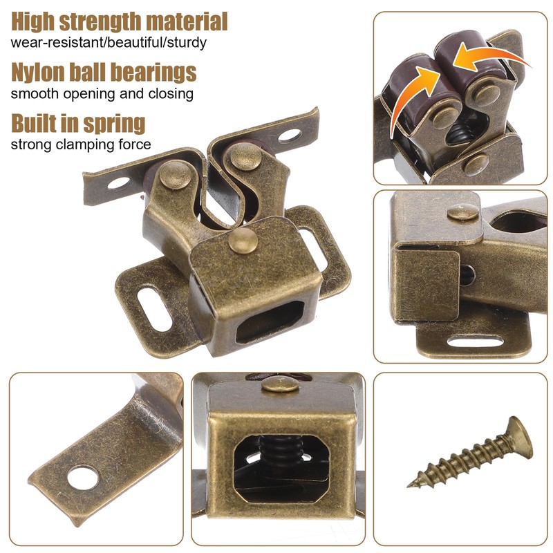 2 Pack Cabinet Latch Double Roller Catch, Heavy Duty Latch