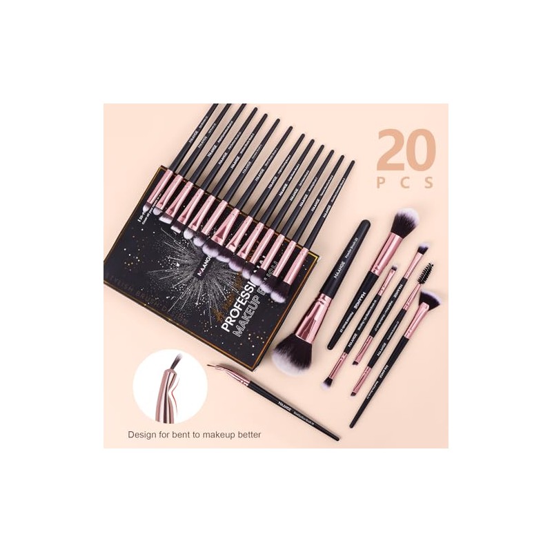 Brochas de Maquillaje Profesional 20 Piezas Set de Brochas Maquillaje