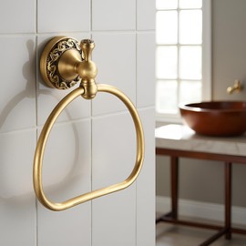 Antique Brass Toilet Paper Holder Towel Ring, Antique Towel Hook Towel Bar Adjustable 4pcs,Brass Hand Towel Holder Robe Hook Wall Mount Bathroom Accessories Set