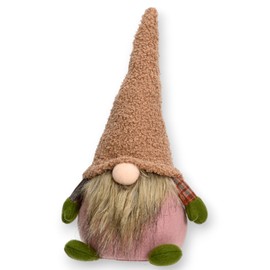 MIJOMA Decorative Christmas Gnome - 30 cm High, Scandinavian Christmas Decoration, Decorative Figure for Winter & Advent, Cuddly Decoration Made of Polyester, Ideal for Festive Decoration (Brown-Pink)