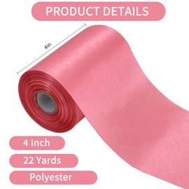 TONIFUL 10 cm x 20 m Peach Red Pink ​Ribbon, Wide Gift Ribbon, Large Bow, Satin Ribbon for Car Bow, Grand Opening Ceremony Bows, Roof and Outdoor Decorations, Party Decorations, Chair, Wedding,