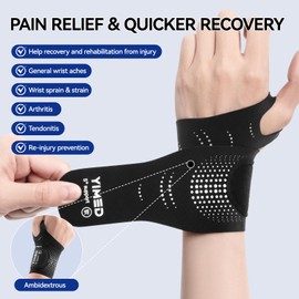 Ultra-Thin Wrist Brace Support for Carpal Tunnel, Elastic Wrist Wraps for Sports Work Typing Sleeping, Sports Wrist Support for Fitness, Weightlifting, Tendonitis, Carpal Tunnel Arthritis (Black)