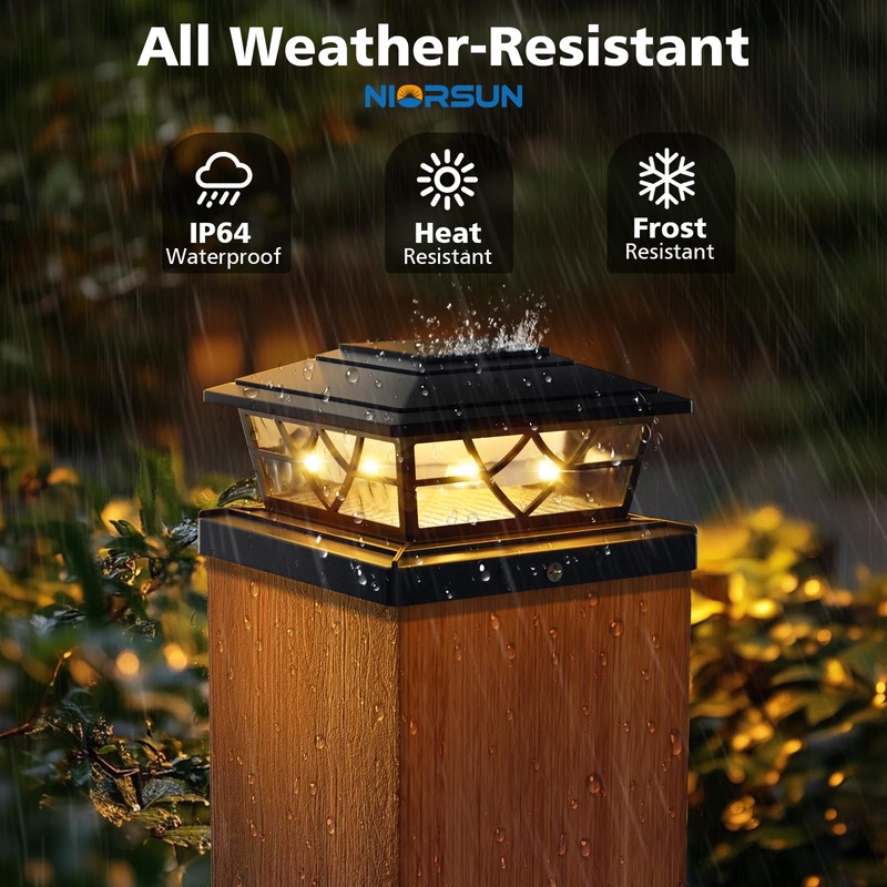 NIORSUN Solar Post Lights Outdoor 12 Pack, 2 Modes LED,