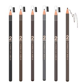6pcs 2mm Ultra-Thin Eyebrow Pencil with Brush Waterproof Long-Lasting Slim Eyebrow Pencil Peel off Microblading Mapping Pencils (Mix 6 Colors)