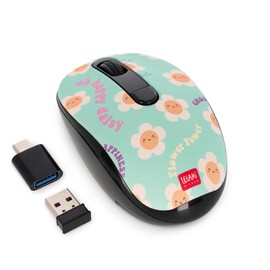 Legami - Wireless Mouse with Ultra Compact USB Receiver, Daisy Design, 3 Speed Options, ABS Material, Wireless Connection up to 10 m