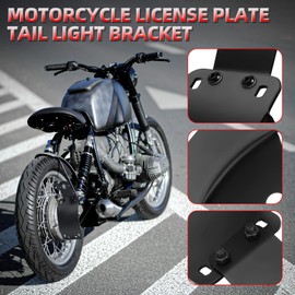 Amazicha Motorcycle 1" Axle Hole License Plate Bracket Curved Side Mount License Plate Holder Compatible for Harley Sportster Bobber Chopper