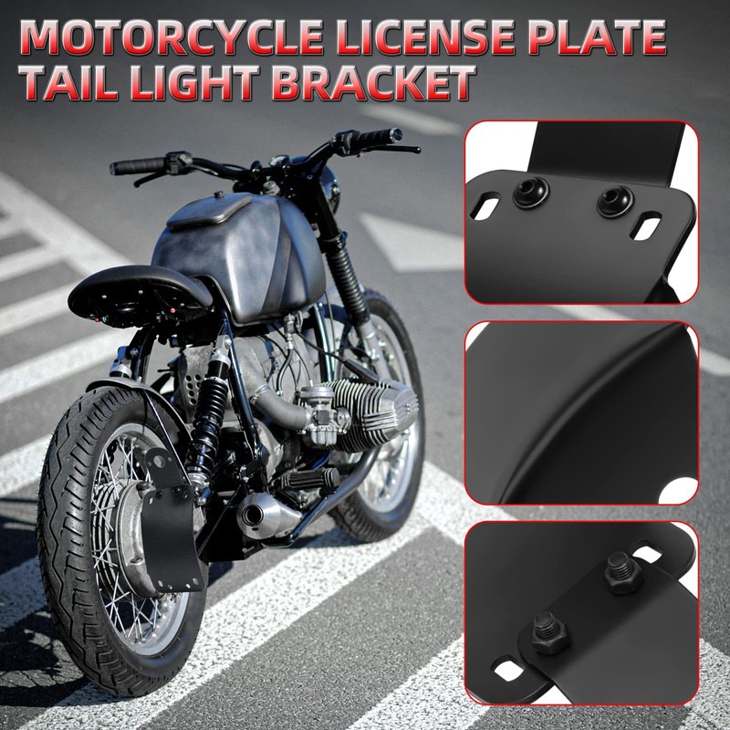 Amazicha Motorcycle 1" Axle Hole License Plate Bracket Curved Side