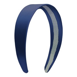 1.6 Inch Wide Silk Satin Headband for Women Girl Teen, Solid Plain DIY Hair Accessories Holiday Gifts (Nave)