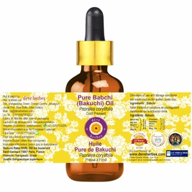 Deve Herbes Pure Babchi (Bakuchi) Oil (Psoralea corylifolia) with Glass Dropper Natural Therapeutic Grade Cold Pressed 15 ml (0.50 oz)