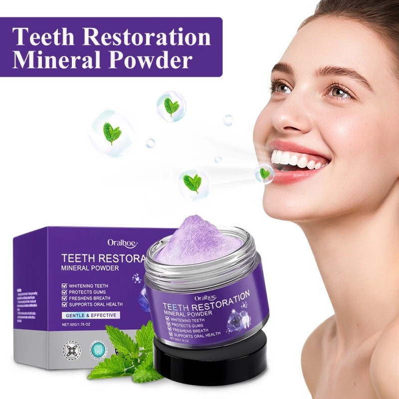 Oralhoe 3x Natural Teeth Restoration Mineral Powder Freshens Breath, Strengthens