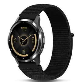 Koazon Hook and Loop Nylon Watchband Compatible with Garmin Venu 3s/2s/Forerunner265s/255s,18mm Soft Elastic Lightweiht Sport Adjustable Replacement Strap for Garmin Vivoactive 4S Women Men