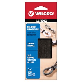 VELCRO Brand ONE-WRAP Bundling Strap – Reusable Fasteners for Keeping Cords and Cables Tidy - 8" x 1/2", 5 Ties, Black