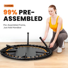 Zupapa 48in Foldable Rebounder, 550LBS Fitness Trampoline with Durable Bungees, Adjustable Handle, Stable & Quiet Exercise Rebounder for Adults, Great Exercise Trampoline for Home/Gym Workout