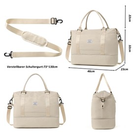 TANTOMI Women's Travel Bag, Hand Luggage, Sports Bag, 46 x 23 x 32 cm, Hand Luggage Bag, Weekender Bag, Waterproof Travel Bag, Duffle Bag, Training Bag, Clinic Bag, Birth Suitable for Holiday,