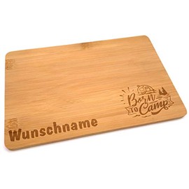 Samunshi® Wooden Board with Engraving Born to Camp Camping Bamboo Board Breakfast Board Wooden Chopping Board Kitchen Vesper Board