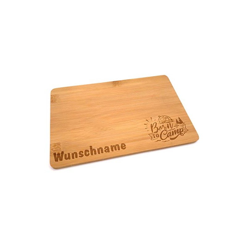 Samunshi® Wooden Board with Engraving Born to Camp Camping Bamboo