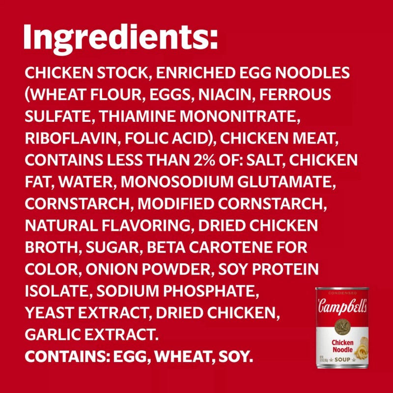 Campbell's Condensed Chicken Noodle Soup, 10.75 oz Cans, 12 Pack.