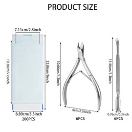 12 Pcs Cuticle Trimmer with Pusher, Stainless Steel Manicure Pedicure Tool Kit Cuticle Nipper Cutter with 200 Self Sealing Storage Pouches Nail Care Tools