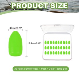 YELARXI Fishing Foam Floats, Snell Fishing Rig Floats Strike Indicators with Clear Tackle Box, 0.3" D x 0.5" H Fit for Perch Carp Bass Fishing Corks Saltwater Freshwater (30 Pack, Green)