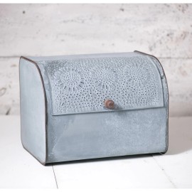 Irvin's Tinware Bread Box in Weathered Zinc  Vintage Country Farmhouse Kitchen