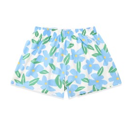 Cinvik Sleep Shorts Women Loose Fit Short Soft 100% Cotton Flower Casual Pajama Short Bottoms Woven Summer Pj Boxer for Women XL