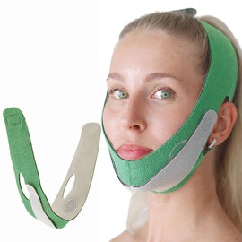 Doppelkinn Entferner Maske,Doppelkinn Maske Straffer,V Line Lifting Mask,Kinnmaske Schlafen,Wiederverwendbare V-Line Lifting Mask,Wiederverwendbar V Gesichtsmasken,Für Alle Gesichtsformen(Grün)