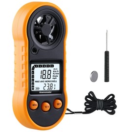 Digital Wind Gauge, Air Flow Meter with Wind Temperature Tool -10 °C ~ 45 °C, Anemometer for Measuring Airflow Velocity, Wind Gauge for Sailing/Surfing/Fishing/Kite - Yellow