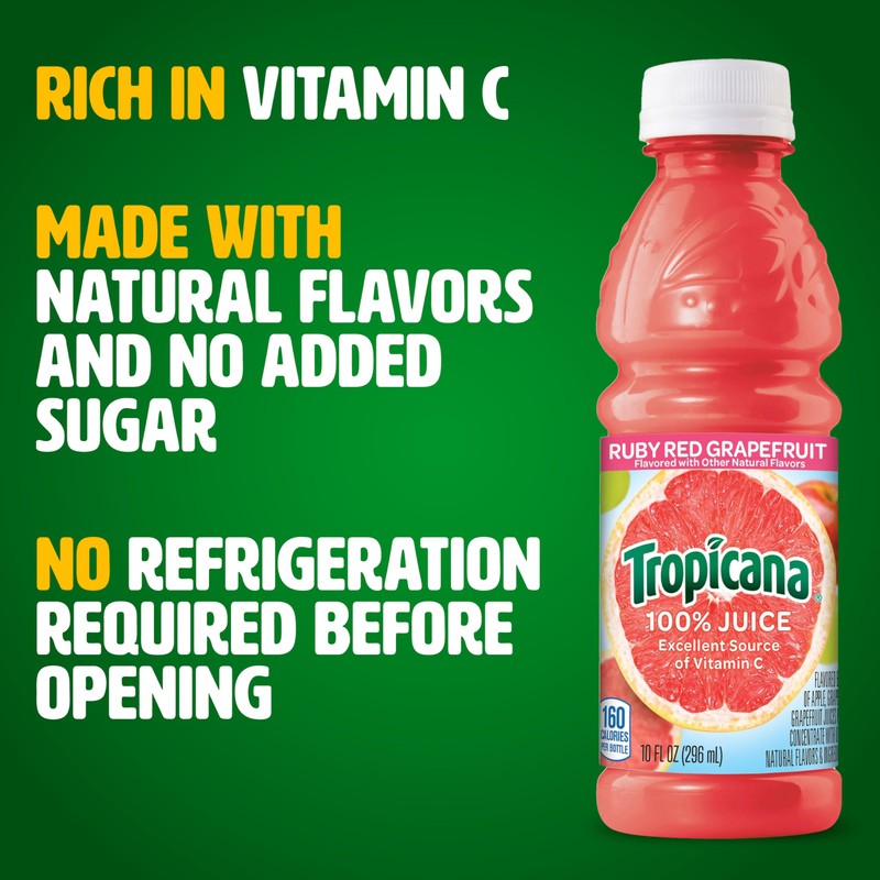Tropicana Ruby Red Grapefruit Juice, 10 Ounce (Pack of 24)