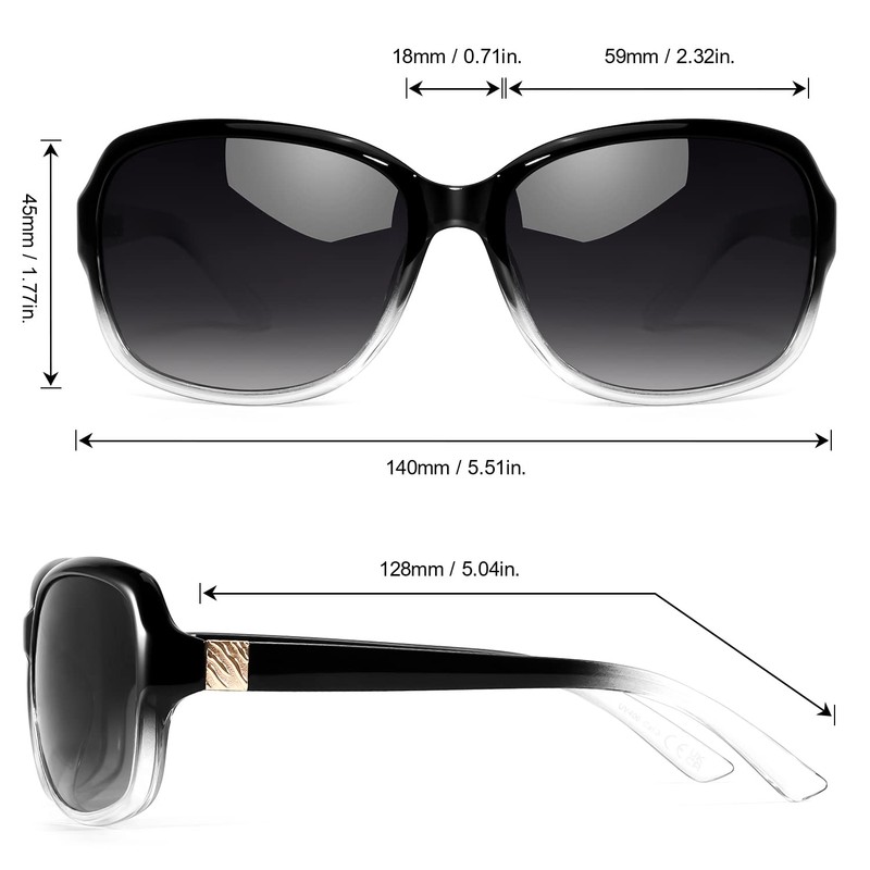 SIPHEW Polarized Sunglasses Womens, Classic Square Sun Glasses for women
