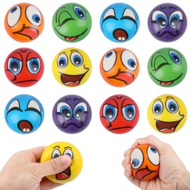 Fzyisw Pack of 12 Stress Balls, Smile Face Stress Ball, Squishy Anti-Stress Balls, Anti-Stress Ball, Squishy Ball, Squishy Ball for Anxiety Relief and Soothing, Anti-Stress Toy Ball for Children