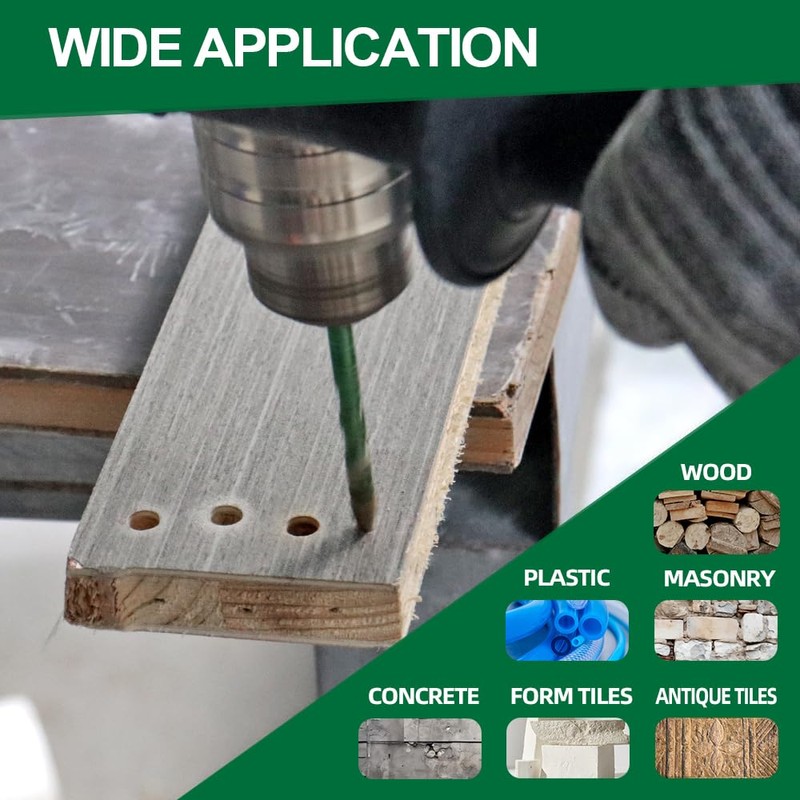 KURSTOL Skewed Head Eccentric Drill Bit - 10pcs 6/6/8/10/12mm Masonry