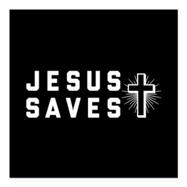 CafePress Jesus Saves Square Car Magnet 3 X 3 Square Car Magnet, Magnetic Bumper Display
