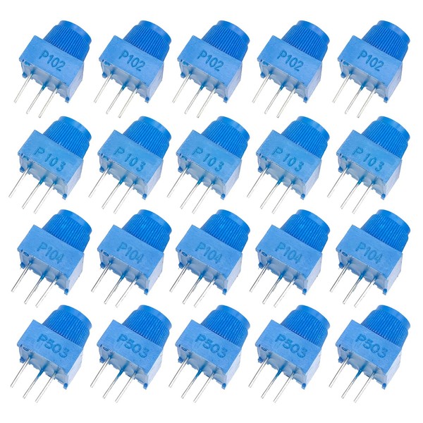 PENGLIN 20pcs 3386P 103 10KΩ Trimmer Potentiometer with Blue Knob