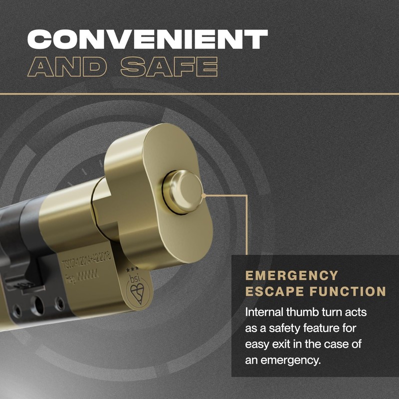 IRONWORX® Spectre Brass 35mm (Turn) / 35mm (Key) (70mm) Maximum-Security