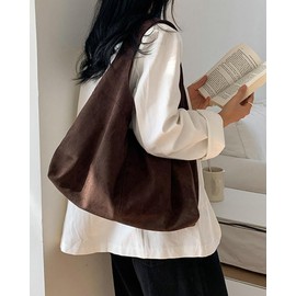 Women's Suede Tote Bag Retro Crescent Shoulder Bag Trendy 2025 Suede Handbag Underarm Purse Work Bag Dumpling Bag