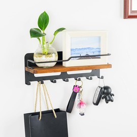 Miawtro Schlüsselbrett mit Ablage,Jackenhalter Wand mit 7 Schlüsselhaken,Wohnungs Deko Key Holder Wall,Für Den Einsatz In Eingangsbereichen, Haustüren, Fluren, Schlafzimmern Schlüssel Ablage