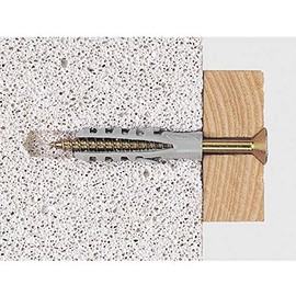 fischer | Kit de 12 Taquetes S de Nylon 7 mm Con 12 Tornillos, Para Concreto y Ladrillo Macizo