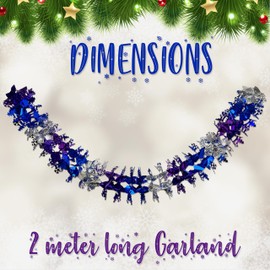 HOVUK® 5x Christmas Foil Hanging Decorations, 2M Foil Snowflake Christmas Garlands Wall Ceiling, Xmas Home Décor Party Supplies (Purple,Silver,Blue)