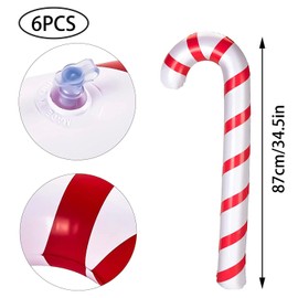 Pack of 6 87 cm Inflatable Candy Canes Christmas Decoration, Large Grinch Decoration, Christmas, Outdoor, Front Door, Candy Canes, Christmas Tree Decoration (Red/White)
