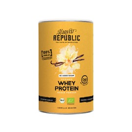 HARVEST REPUBLIC Bio Whey Protein Pulver Vanille | ohne zugesetzten Zucker | 350 g Eiweiß Protein Pulver aus Bio Molke | Molkenproteine für Muskelaufbau | bis zu 22,1 g Protein pro Portion