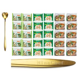 MaMa Oriental Style install noodles Clear Soup 3 different types of noodles (Flat Noodle, Rice Vermicelli, and Chand Noodle) 3 Flavor, 10 bags each Flavor, a total of 30 bags