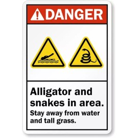 Bangin' Meats Alligator Snakes In Area Aluminum Weatherproof 8" x 12" Sign p00375