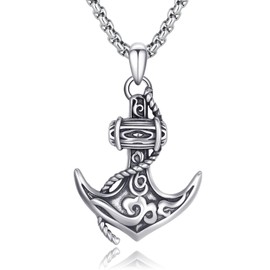 Viking Anchor Pendant Necklace S925 Sterling Silver Pirate Cross Rope Boat Retro Vintage Nautical Navy Sailor Amulet Men Women Jewelry