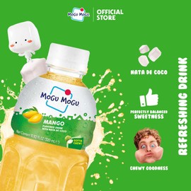 Mogu Mogu drink mango juices (6 Bottles) Drinks for kids made with nata de coco (coconut jelly) Fun chewable juice boxes. Juice bottles made for adults and kids ready to drink juices.