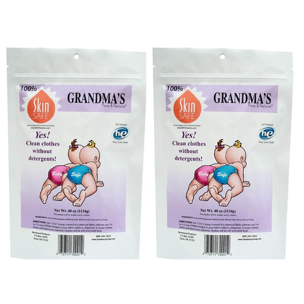 Grandmas Pure & Natural All Natural Laundry Soap, White, Unscented, 40 Ounce (Pack of 2)
