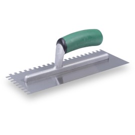 BARWALT UltraGrip Notched Trowel, Square 1/4 x 3/8 x 1/4 Inch Notches, Tempered Steel Blade Tiling Tools, BWT71037