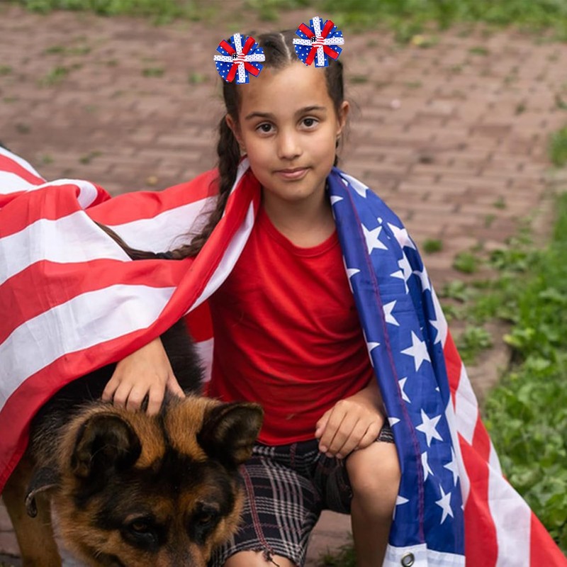 4th of July Hair Bow Clips - 2Pcs Independence Day