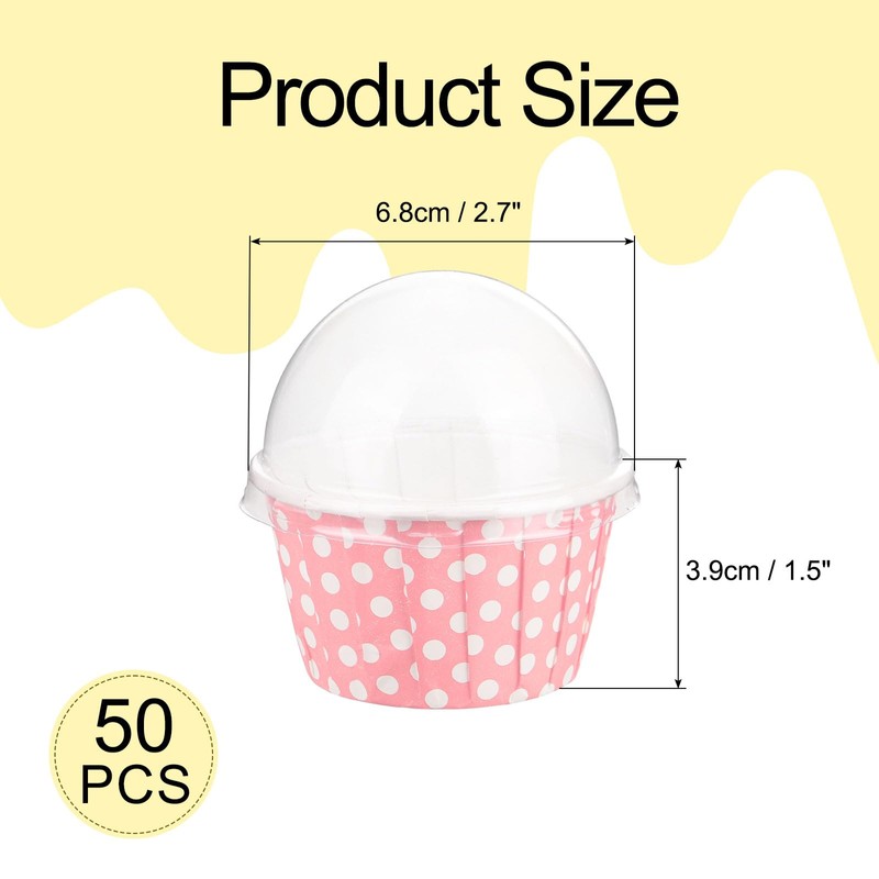 sourcing map 50 Set Cupcake Liners with Dome Lids, Muffins