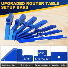 TRAVEANT Router Table Set Up Bars, 7PCS Aluminum Precision Block Height Gauge Set for Woodworking Table Saw Accessories Angle Depth Thickness Router Gauge Set Up Carpenter Measuring Tools (Blue)