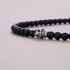 GAVU 6mm Skull Necklace Mens Crystal Beaded Necklace Black Onyx